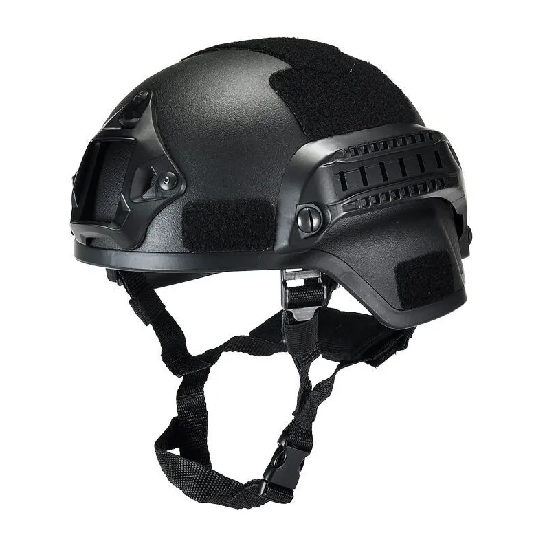 Tactical Helmet with NVG Mount and Side Rails - Black