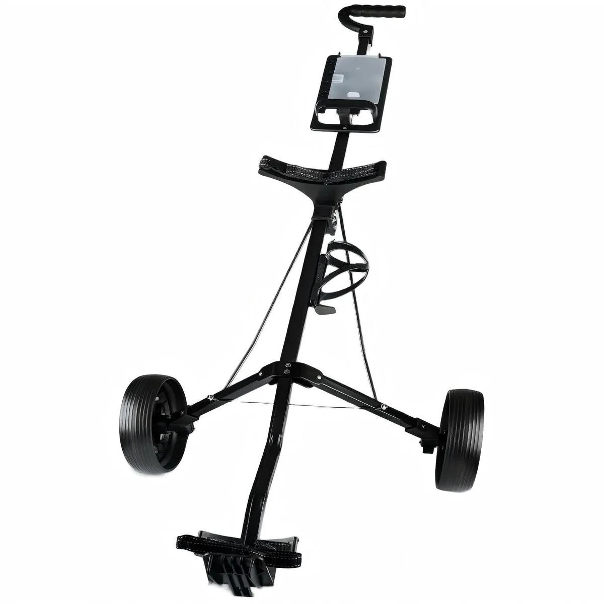 Foldable Portable Golf Trolley with Scorecard Holder for Golf Bags - Black