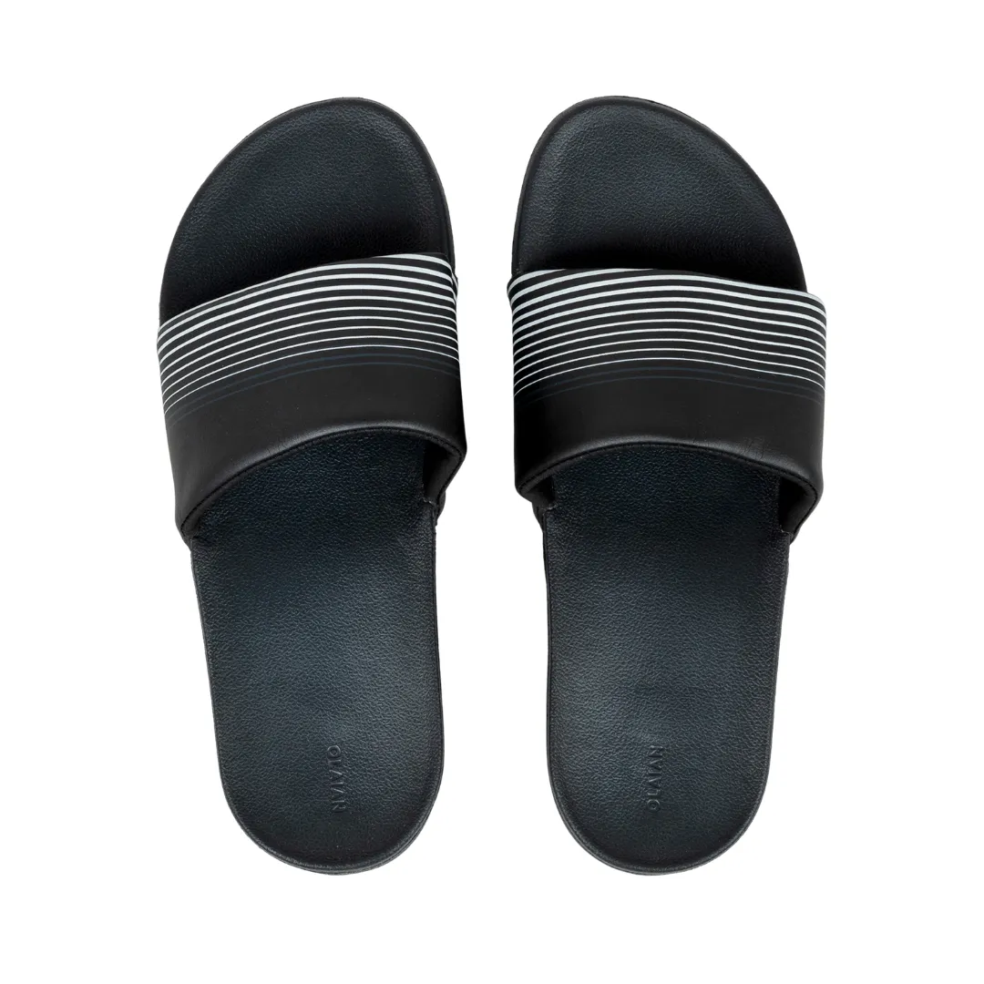 Olaian Men's Slides 550 Lines - Black/Grey