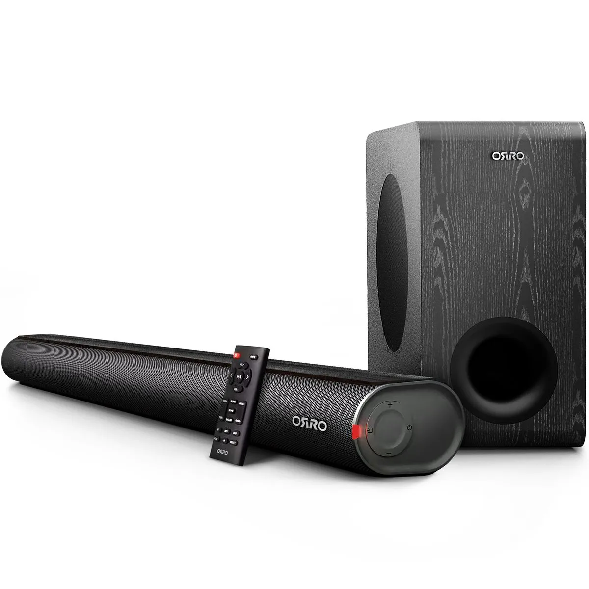 ORRO Home Plus 300W Soundbar & Subwoofer - 2.1 CH - Bluetooth, HDMI ARC - Black Wood