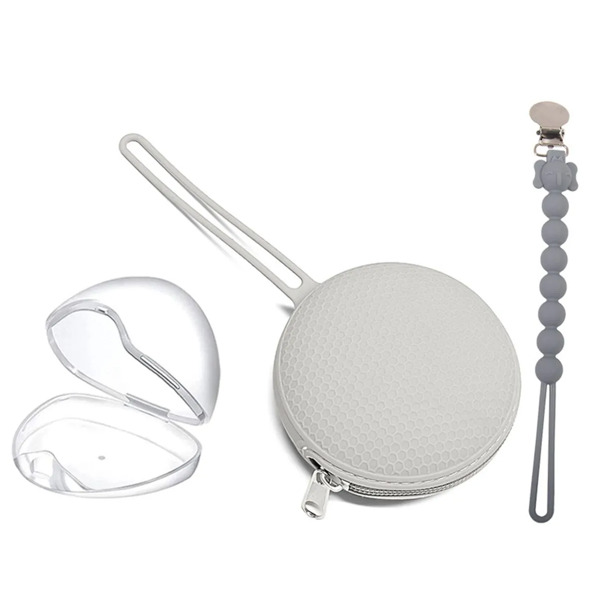 Dummy Holder / Carrying Case with Pacifier Clip Grey