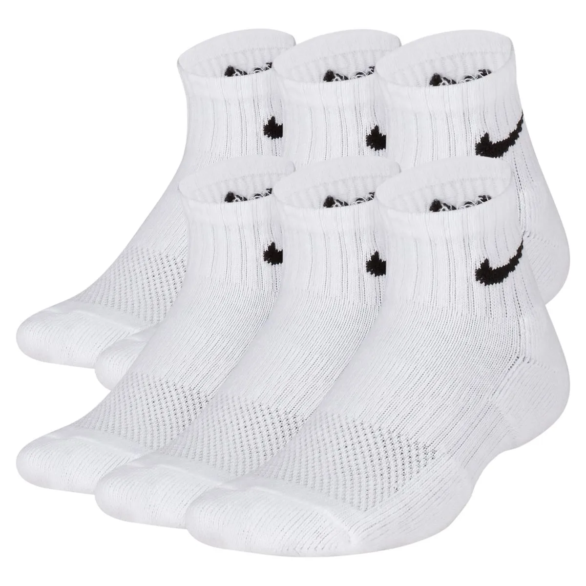 Nike Kids' Everyday Cushioned Ankle Socks - 6 Pairs - White/Black