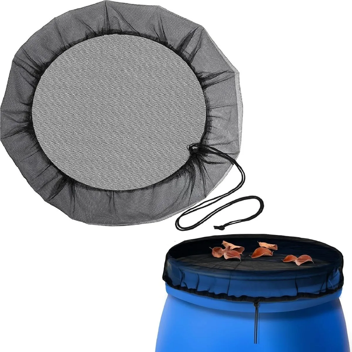 2pcs Mesh Cover for Rain Barrels 37.4in Rain Barrel Netting with Drawstring