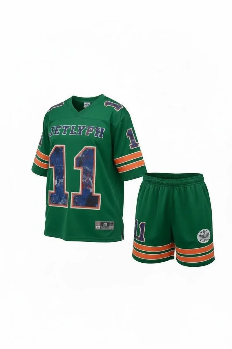 Green Sports Jersey & Shorts Set - Number 11 Unisex