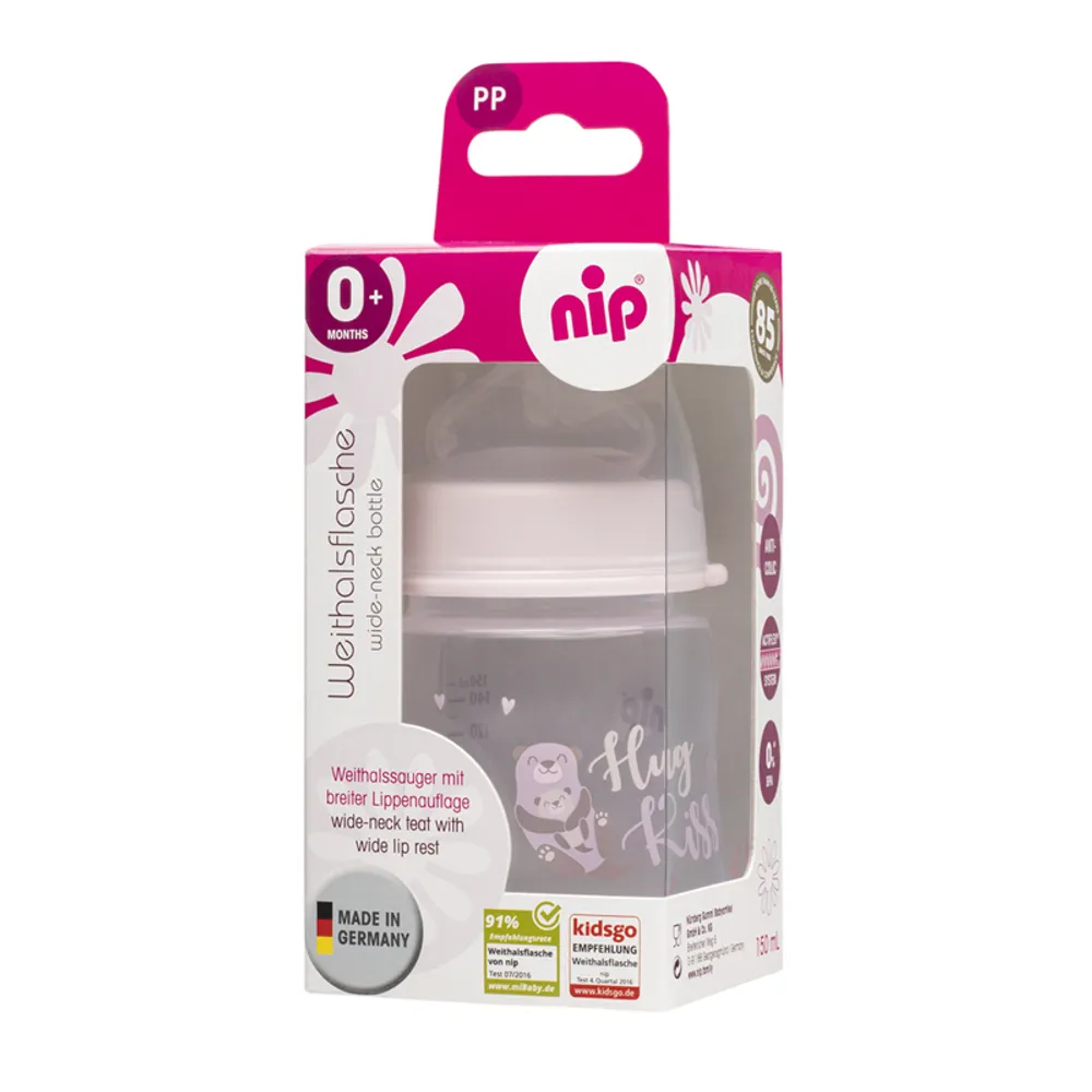 Nip Wide Neck Bottles 150ml - Pink