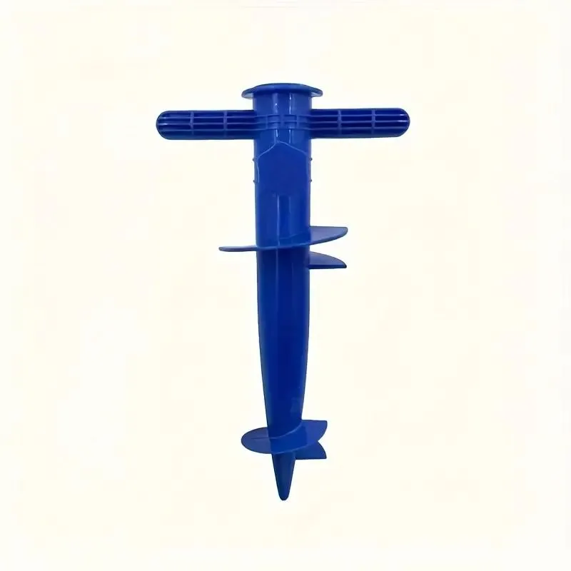 Durable Plastic Beach Umbrella Anchor - Secure Ground Stake for Sand, Soil - Blue