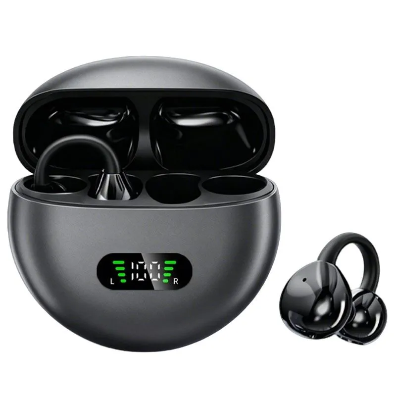 Wireless Bluetooth 5.4 Earbuds with Smart LED Charging Case - Black