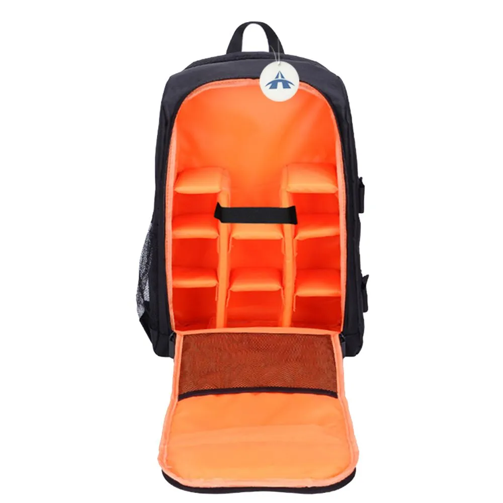Alanes Waterproof DSLR Camera Bag with Tripod Holder Laptop Backpack - Orange
