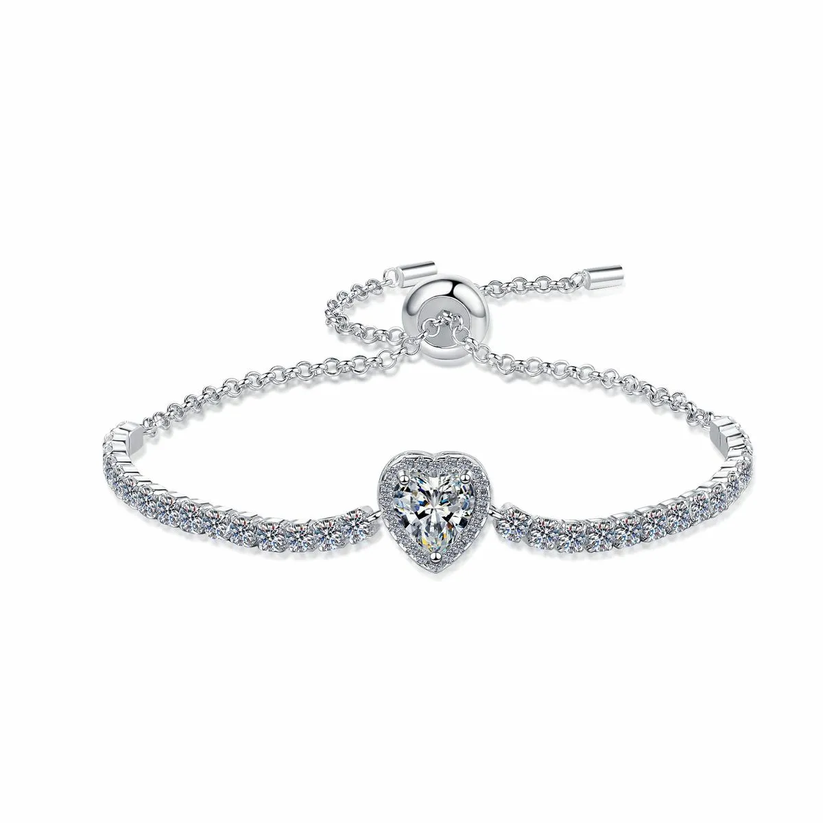 S925 Silver Starry Bracelet | 2CT Heart Moissanite Fashion Jewelry