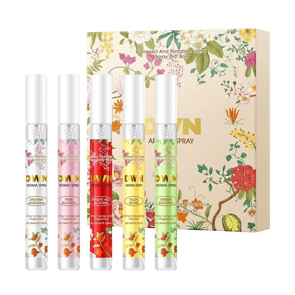 5 Pack Floral Fragrance Spray Kit 10ml Travel Size,Room Linen Mist Gift Box