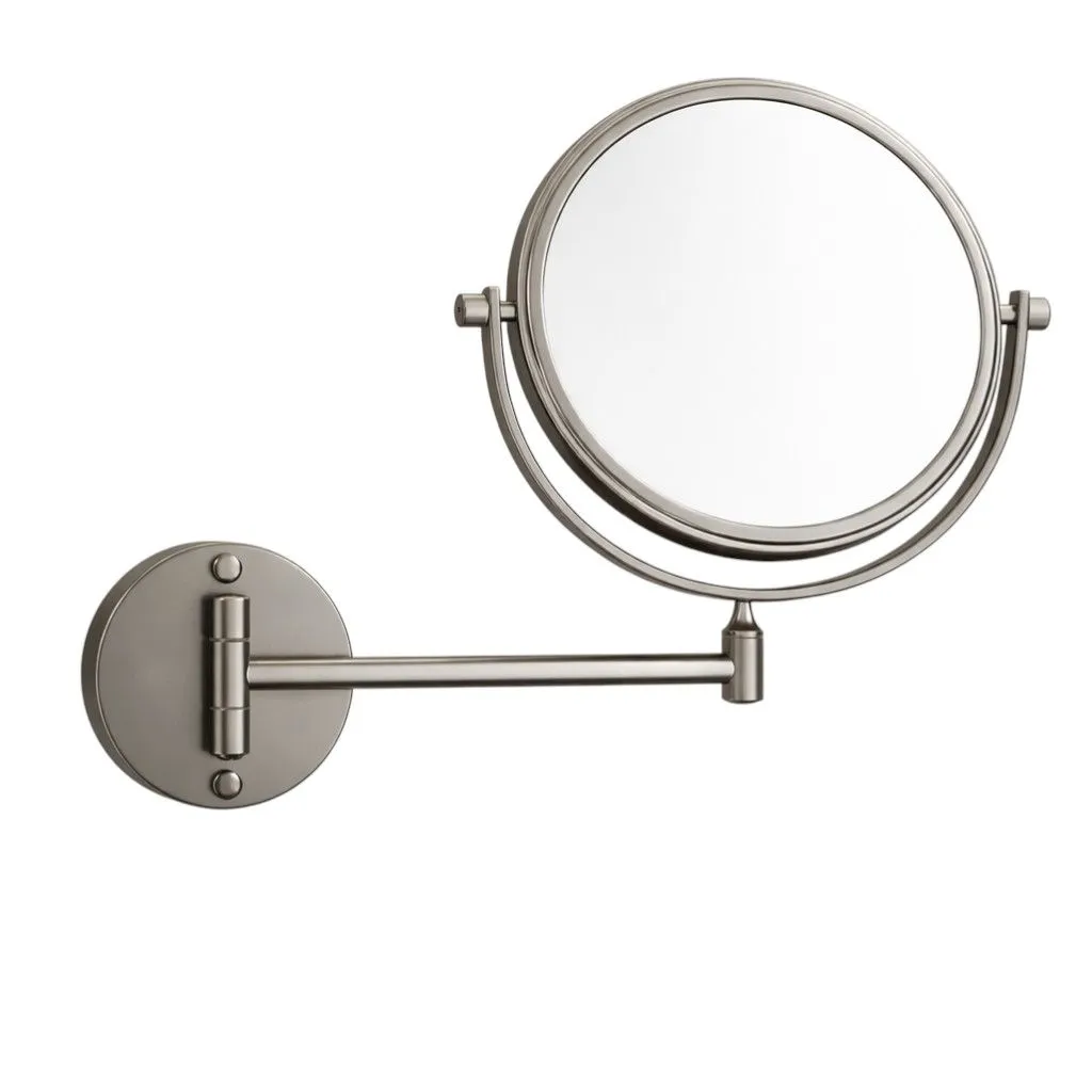 Wall-Mounted Extendable & Magnifying Bathroom Mirror - Grey