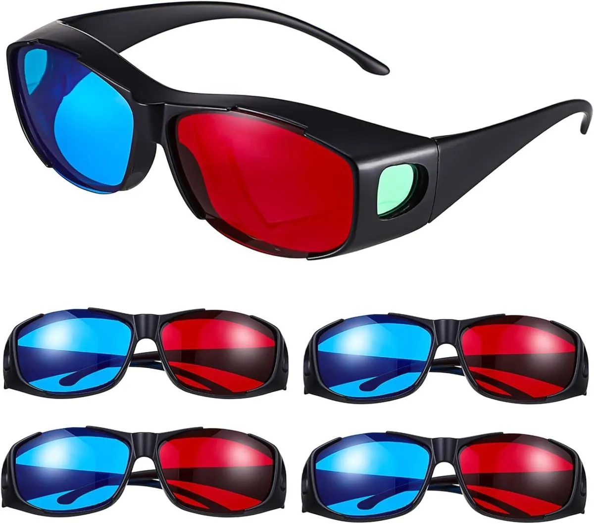 3D Anaglyph Glasses With Red Lenses Comfortable Lightweight For 3D Movies