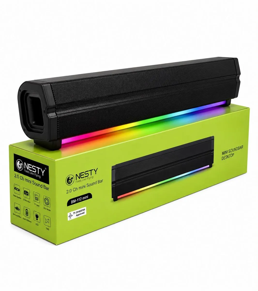 NESTY BM-112 Mini RGB USB Soundbar 2.0 Channel Desktop Speaker