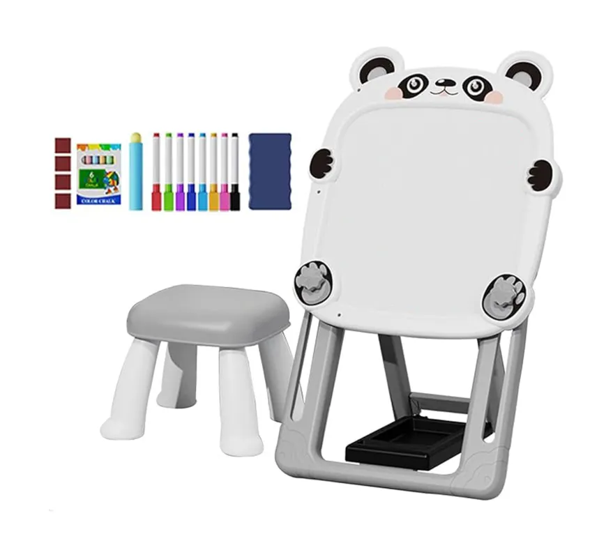 Double-Sided Drawing Table - Magnetic Drawing Board for Kids with Stool
