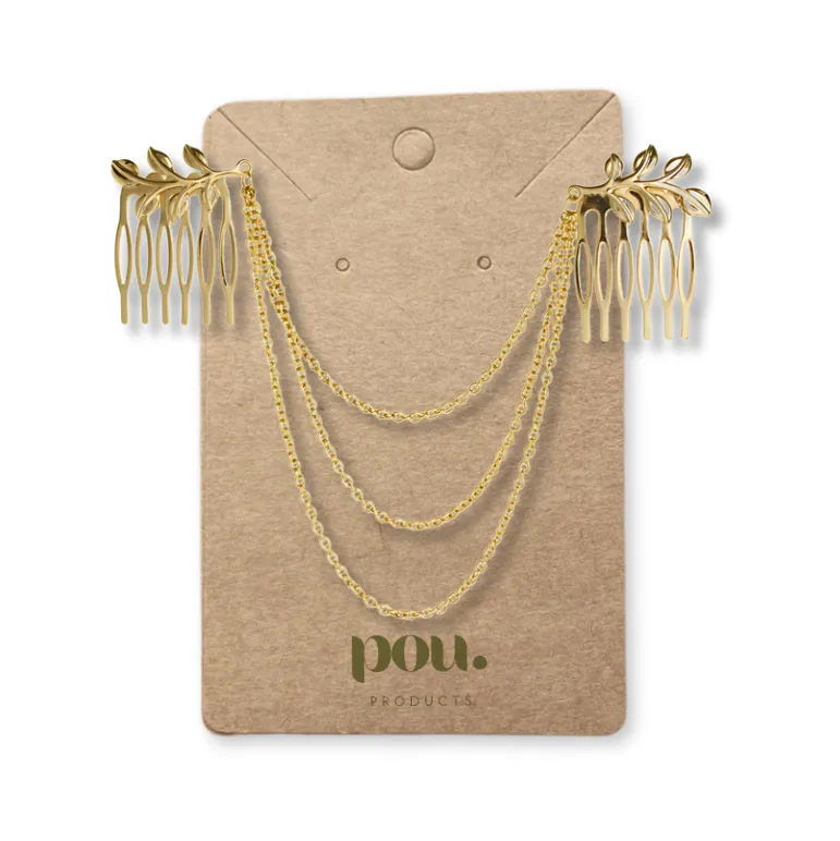 POU Ladies Roman Hair Chain Tassel & Leaf Clips Accessories