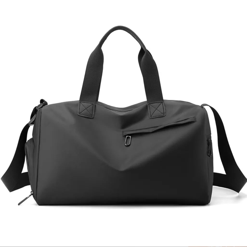 Zipper Large Capacity Travel Bags Solid Thickened Fitness Sports Waterproof - Black