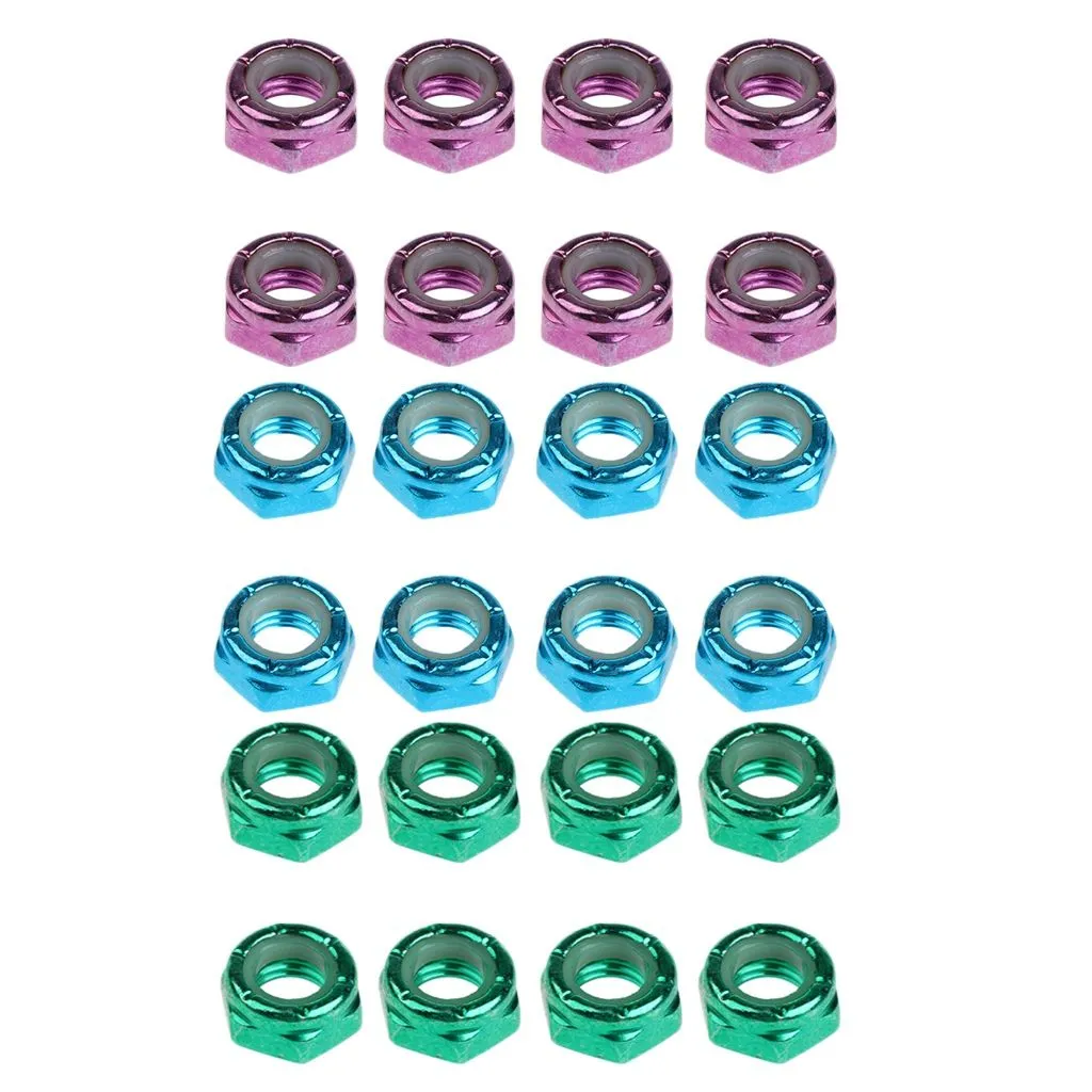 24Pcs Skateboard Truck Wheel Axle Screw Nuts Longboard Hardware Accessories