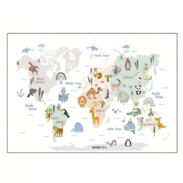 UGABUGA Kids Room Animal World Map Wall Sticker