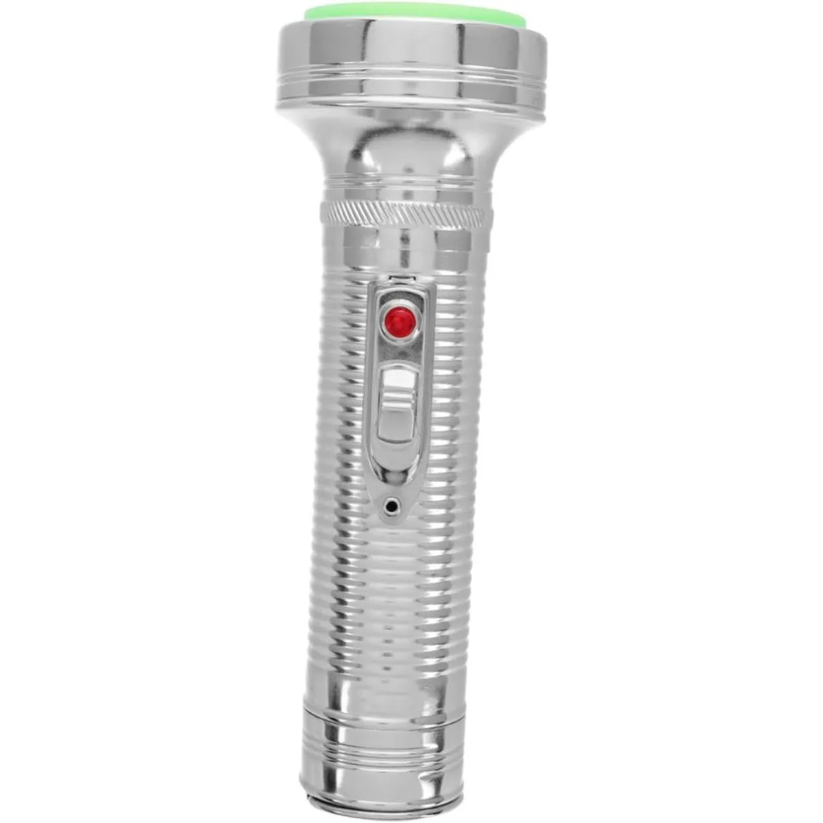 Vintage Metal Flashlight Retro Handheld Torch with Green Trim, Non-Battery