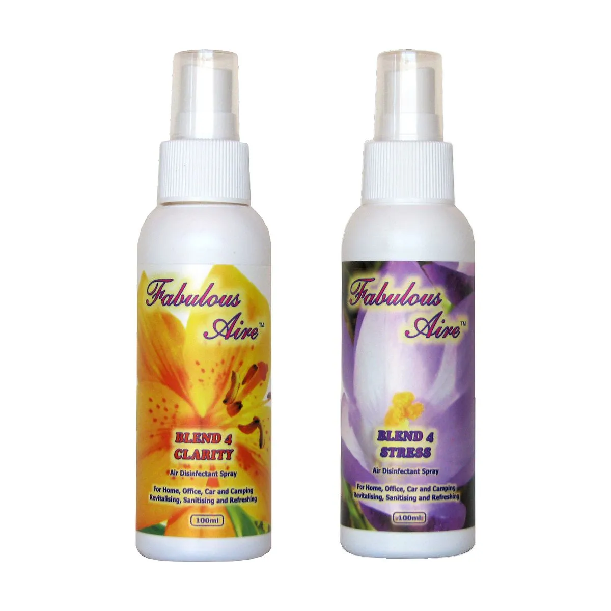 Fabulous Aire Fragrances/ Room Fragrances Set of 2 (100ml Each) - Clarity & Stress