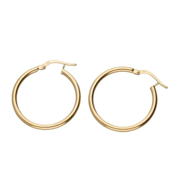9k Gold Hoop Earrings - 20mm