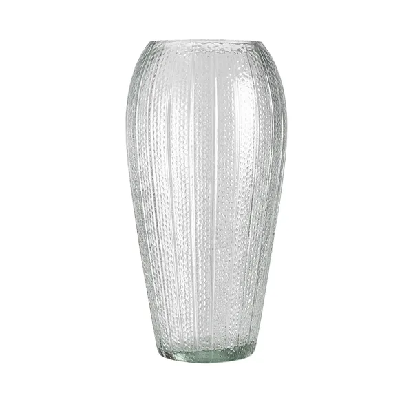 24.5cm Glass Embossed Textured Vase - Transparent