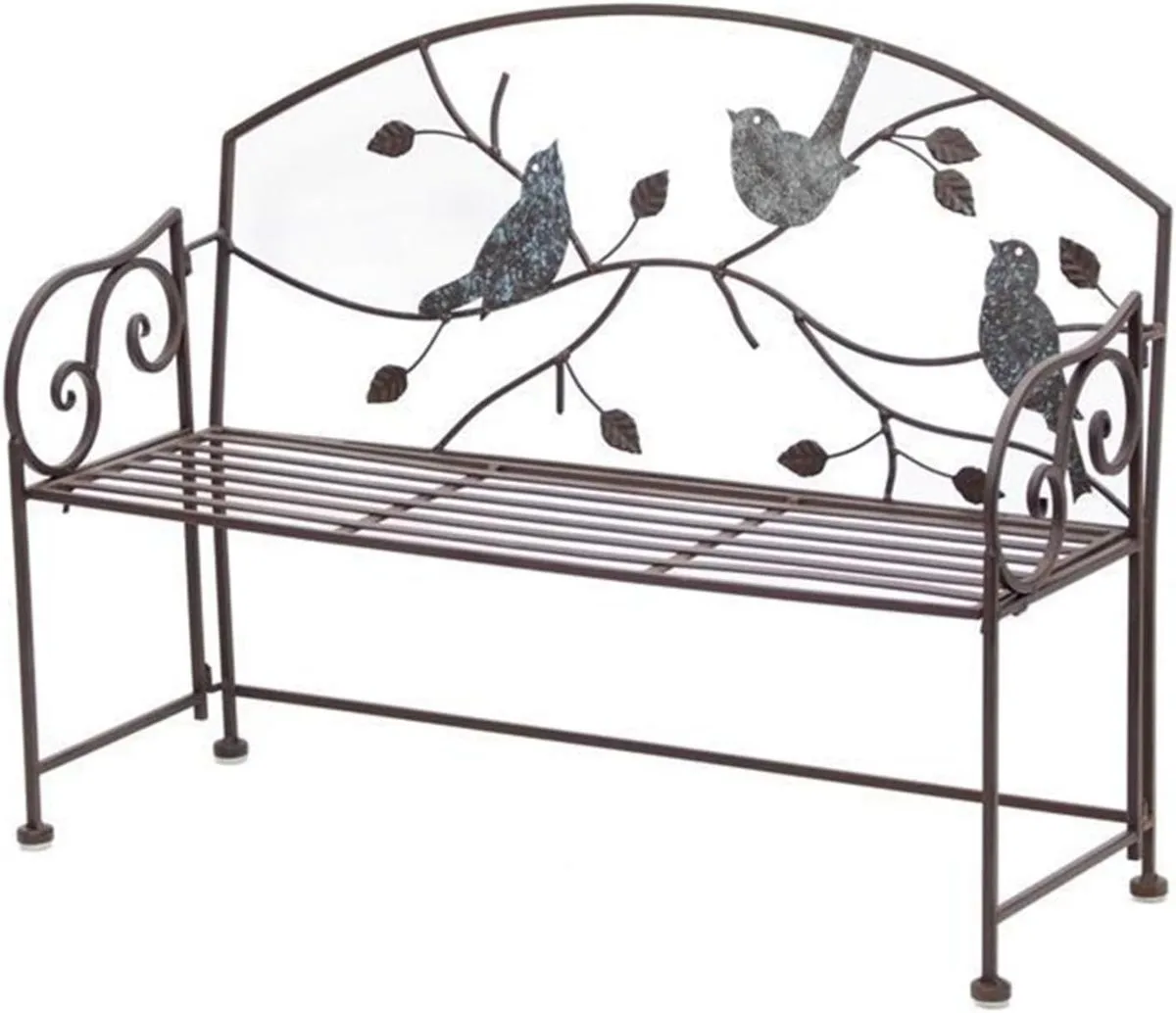 Garden Decor Metal Outdoor Bench with Backrest and Armrests (60cm)