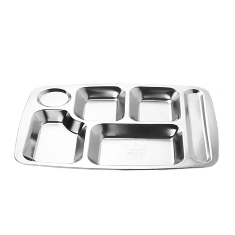 6-Section Stainless Steel Divided Tray, Food Serving