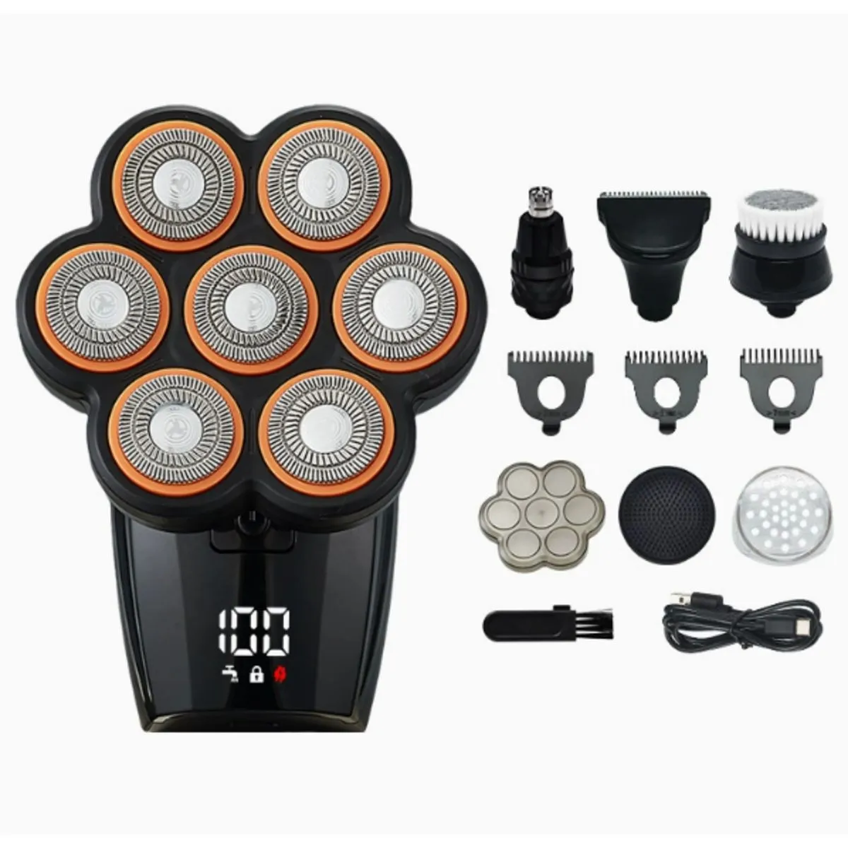 7D Electric Head Shaver Wet Dry Grooming Kit