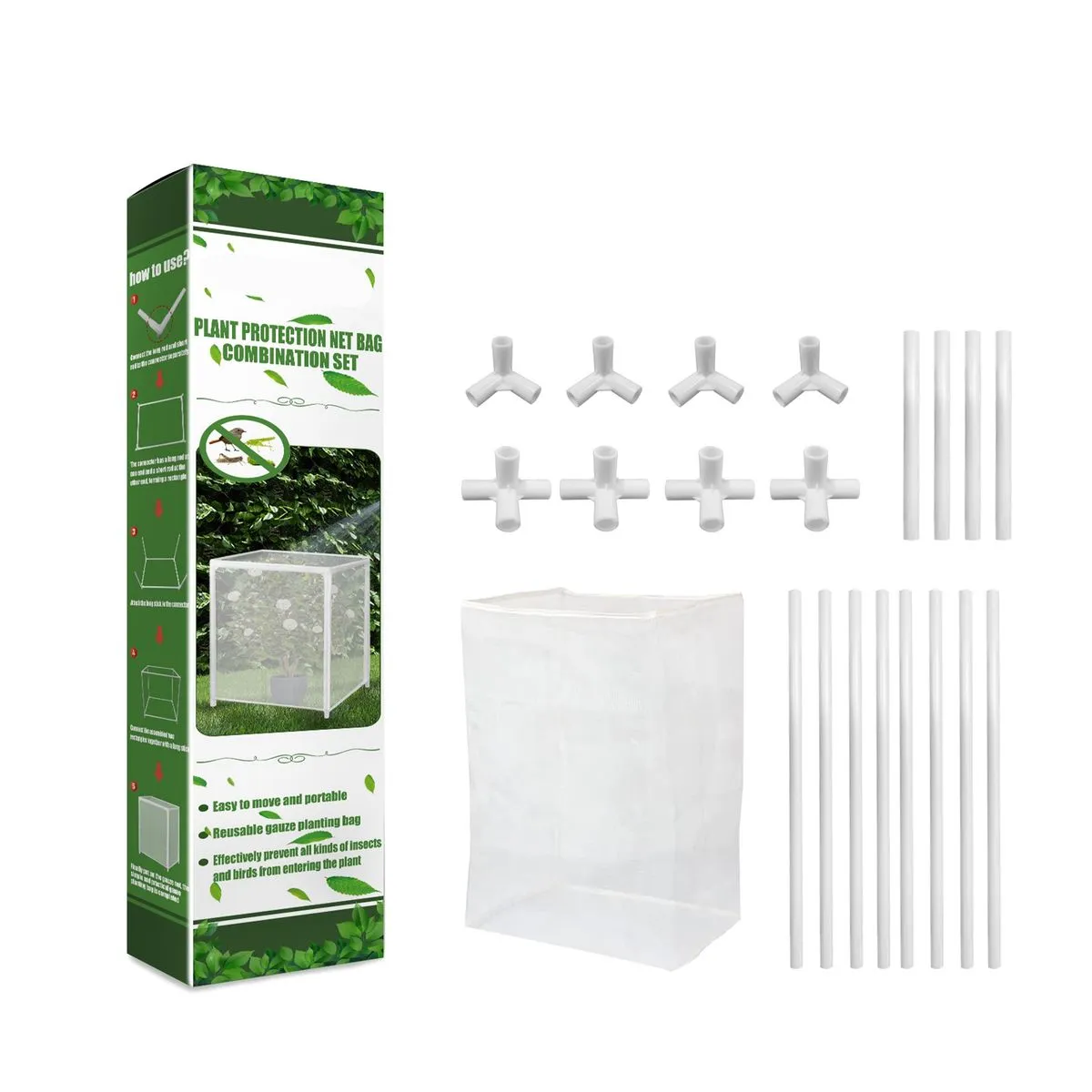 Bird Netting Kit 8 Long Poles + 4 Short Poles
