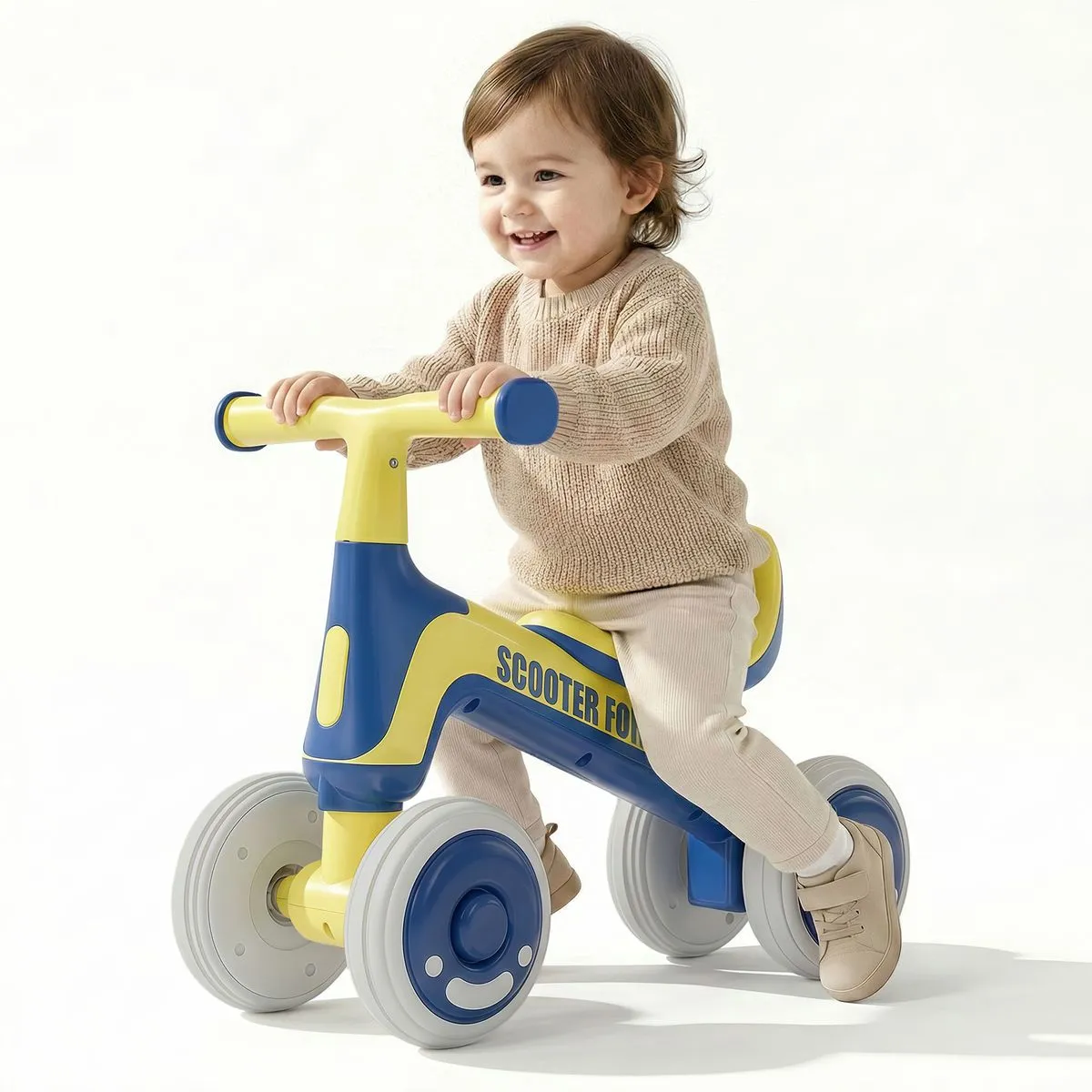 Topika Toddler Bike Balance Bike 4 Wheel Ride-On Toy, 12-30M - Blue