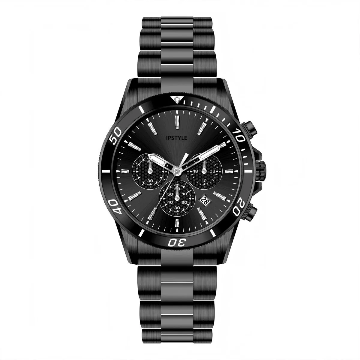 Men's Watches 2021 Quartz Chronograph Stainless Steel Sport Watch For Men - Black