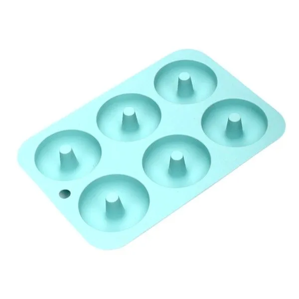 6-Cavity Non-Stick Silicone Doughnut Mould - Blue