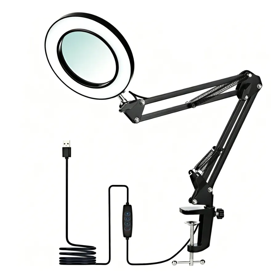 2In1Magnifying Glass With LEDLight,Magnifying Lamp with LED Light and Clamp