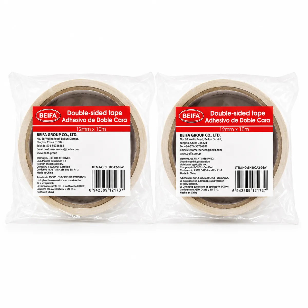 12 PCS BEIFA Double-Sided Tape 12mm x 10m Strong Adhesive Tape