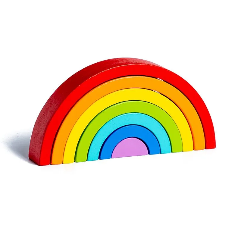 Wooden Rainbow Stacking Blocks: Education Toy for Color Shape Recognition