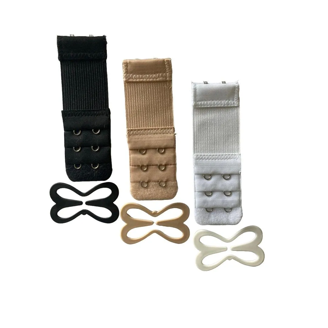 6-Piece Bra Accessory Set - 3 Bra Extenders + 3 Bra Strap Clips