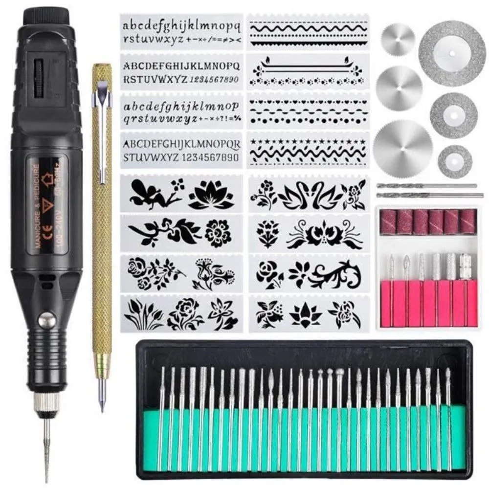 70Pcs Electric Micro Engraver Pen Vibro Engraving Tool Kit