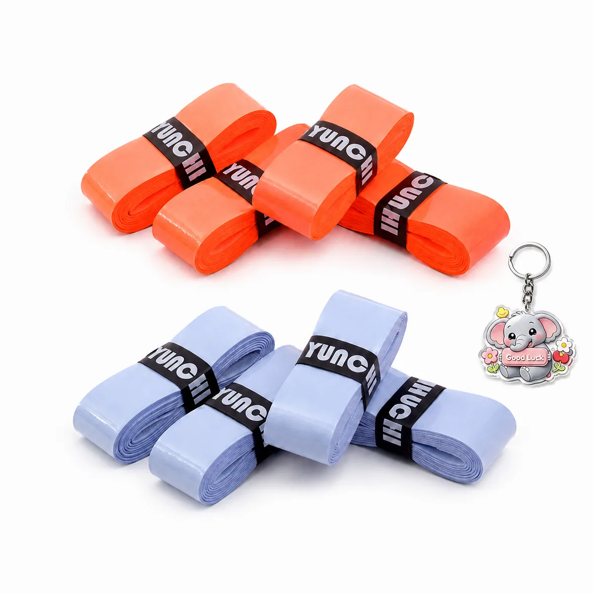Badminton Overgrip Tape for Tennis & Cricket - Orange/Blue 8 Pack