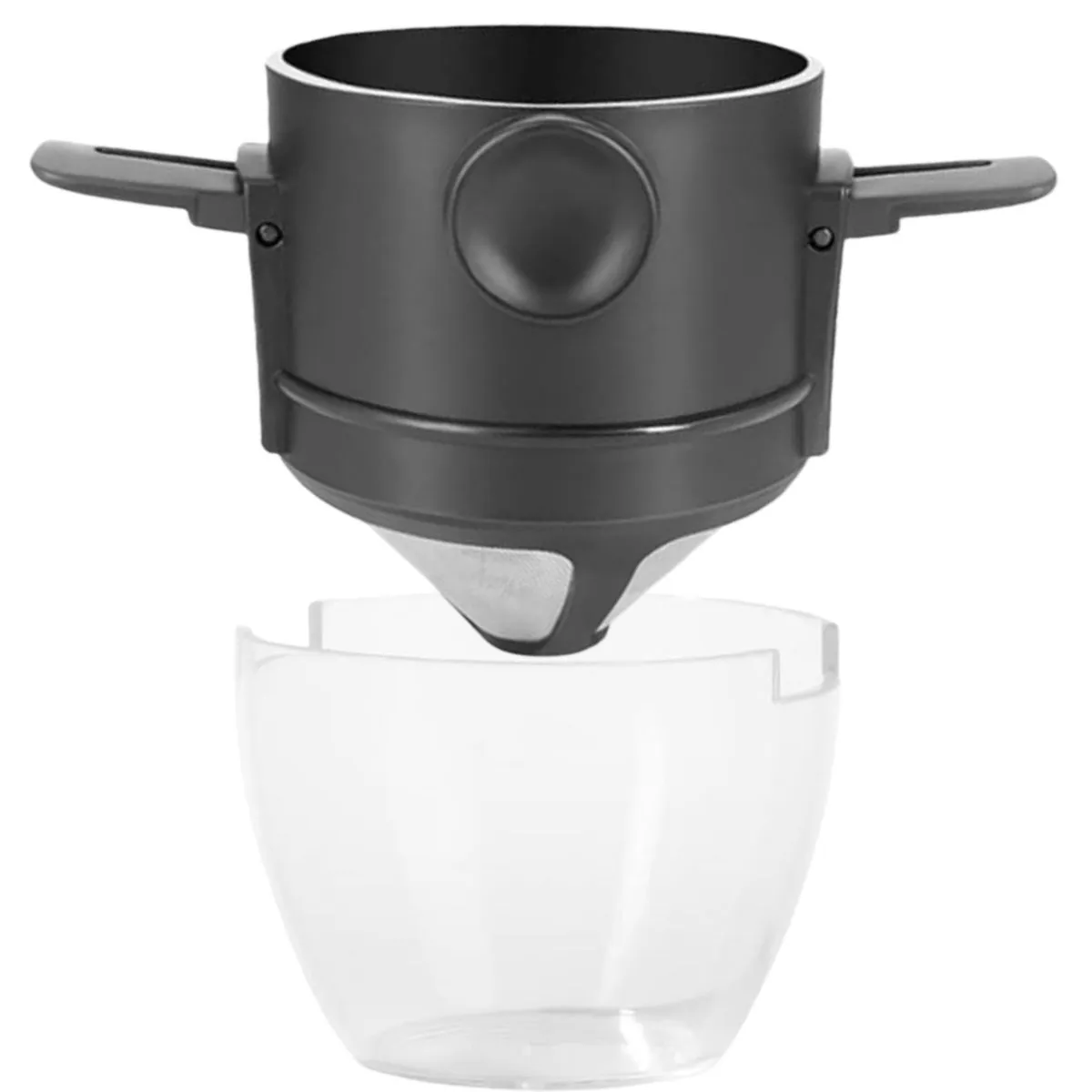 Pour Over Coffee Maker, Stainless 304 Coffee Filters with Food-Grade PP Cup - Black