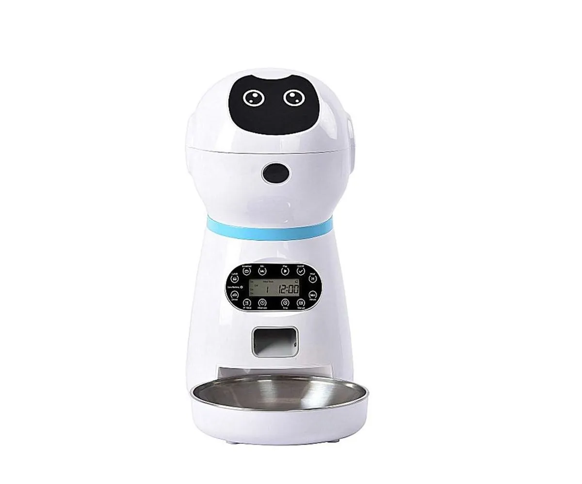 Robot Shape Pet Food Dispenser with Bowl