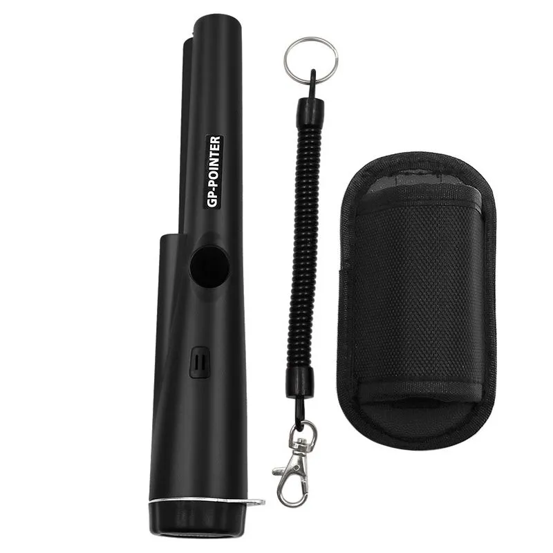 Professional Handheld Metal Detector with LED Light and Bracelet - Black