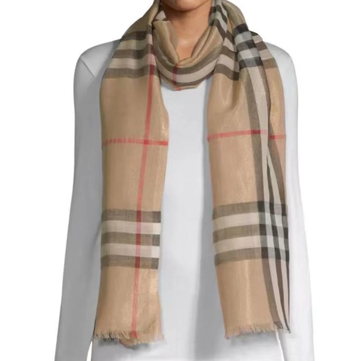 thl Nepal 100% Cashmere Shawl & Scarves, Ultra-Soft,Lightweight and Elegant - Burberry