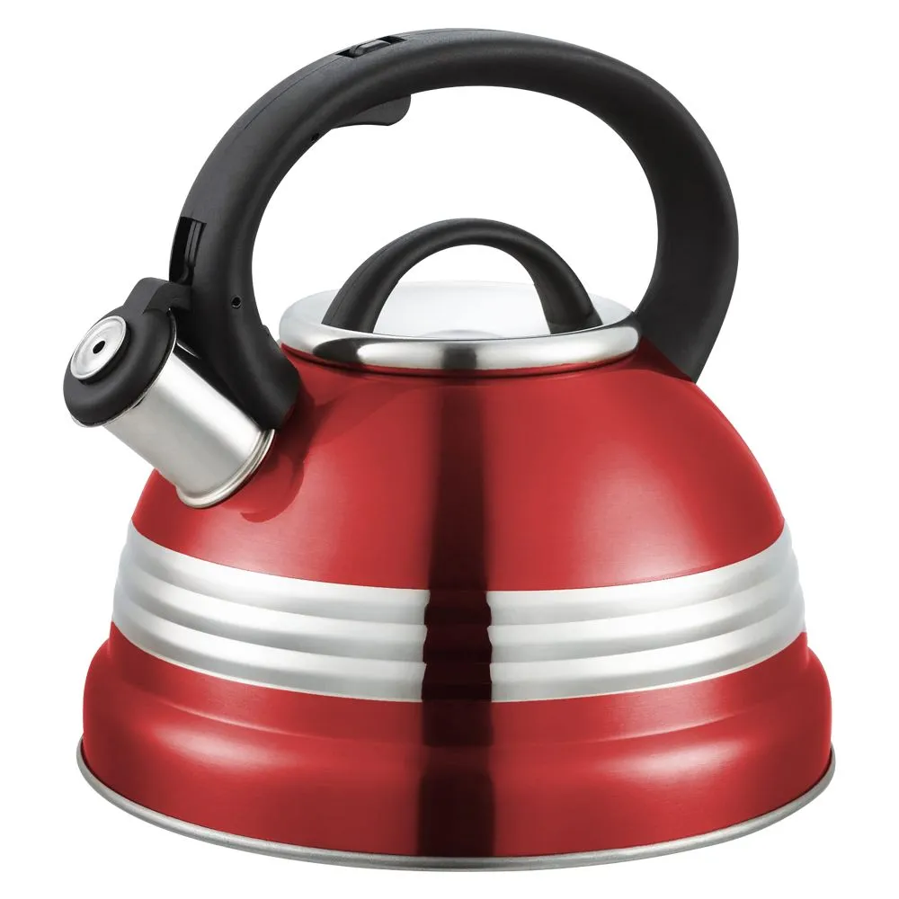 Dream Home Whistling Stainless Steel Kettle Gas Stove Induction Teapot-3Ltr - Candy Red 
