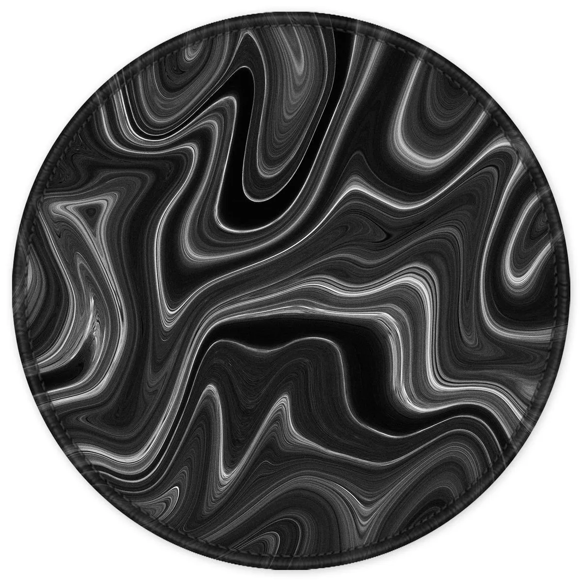 8.7 Inch Round Mouse Pad Stitched Edge Waterproof Non Slip Base - Black