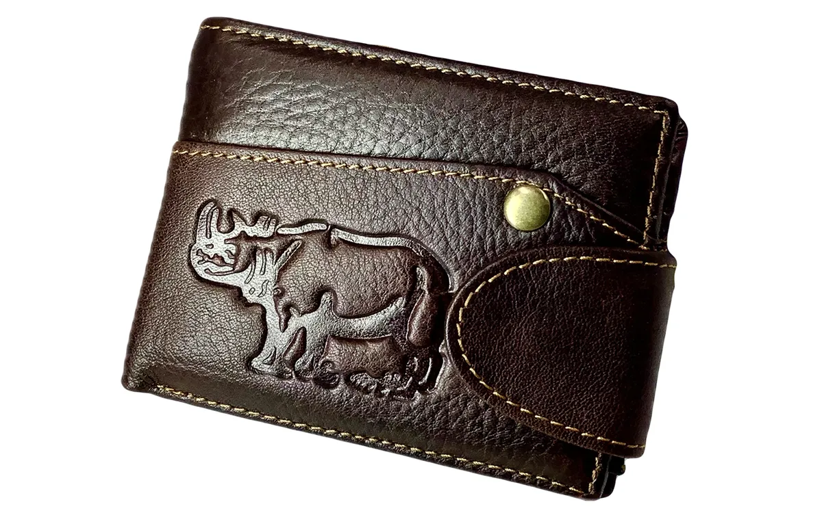 Fashionable Genuine Cow Leather Men Wallet - Coffee