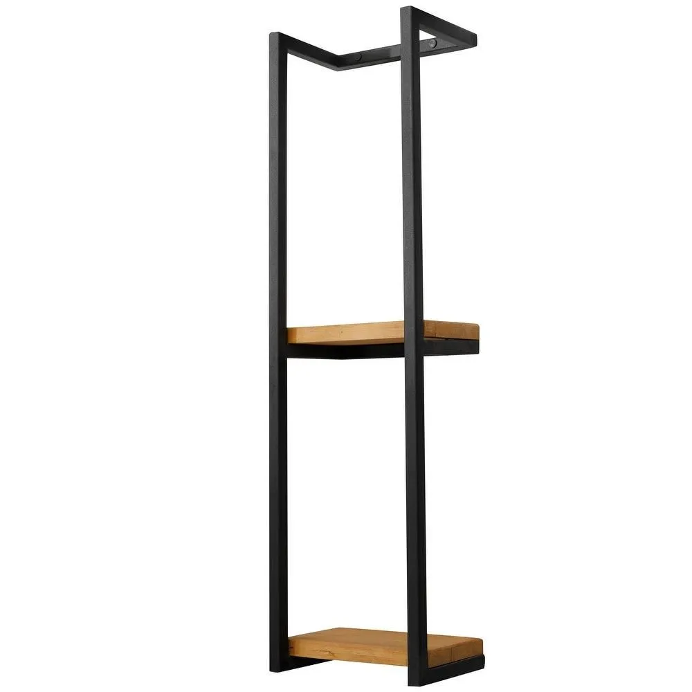 Modern Wall-Mounted Metal & Wood Towel Rack - 2-Tier Bathroom Storage Shelf