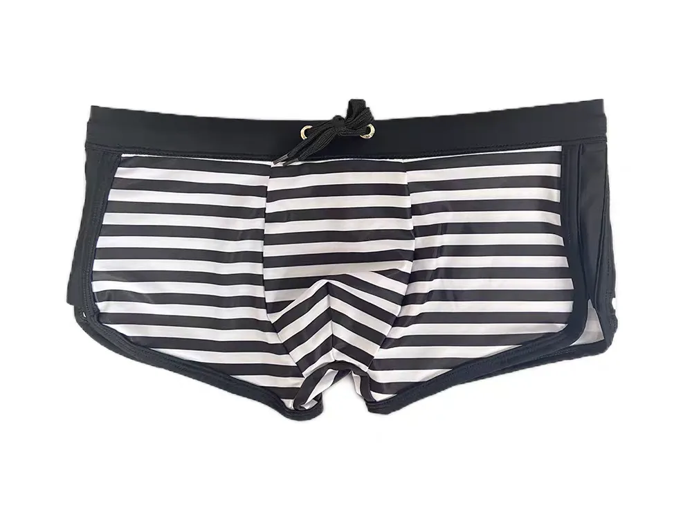 Men's Trendy Multicolor Striped Swim Trunks/ Quick-Dry Athletic Swimwear