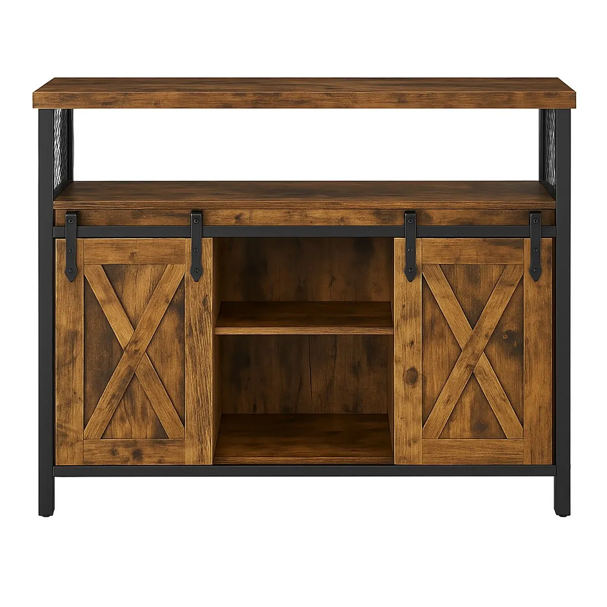 LAZAVA Rustic 2-Door Barn Style Storage Cabinet Cupboard for Home