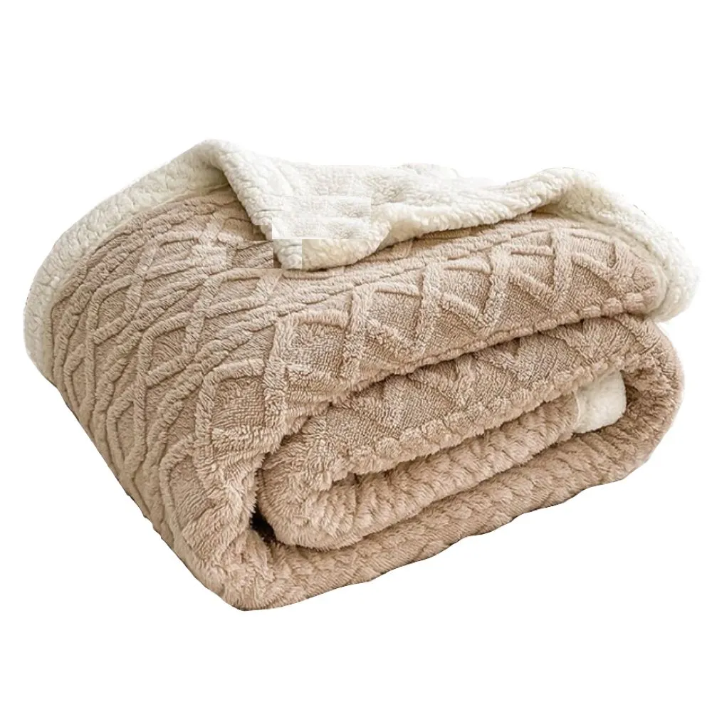 Dream World - Warm Flannel Fluffy Throw Fleece Soft Thick Blankets - Biege